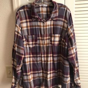 Plus size flannel button up shirt